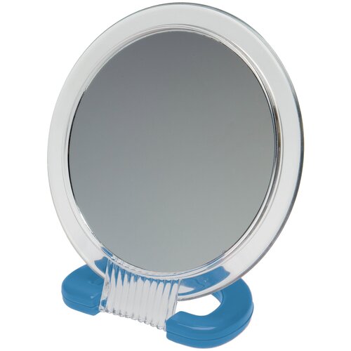 фото Зеркало dewal beauty настольное, в прозрачной оправе, на пл.подставке синего цвета,230x154 мм. dewal beauty mr-mr110