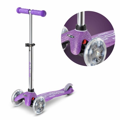 фото Самокат mini micro deluxe блестящий led сиреневый