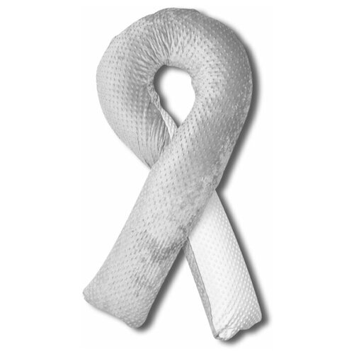 фото Подушка body pillow для беременных u холлофайбер, с наволочкой из плюша белый/серый