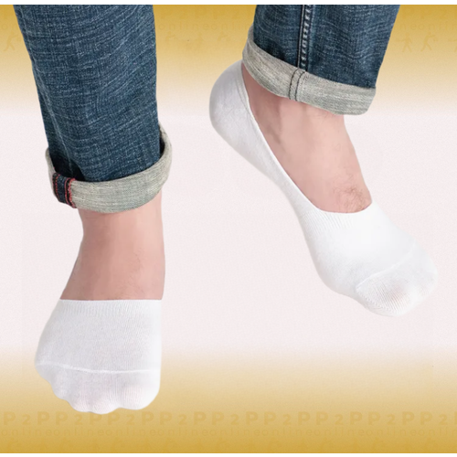 фото Мужские хлопковые носки, следки, подследники, футисы. укороченные, нескользящие с силиконовой вставкой. набор 3 белые пары p2p online