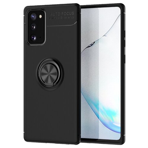 фото Силиконовый матовый чехол для samsung galaxy s20 fe с встроенным кольцом-подставкой-держателем черный 100gadgets