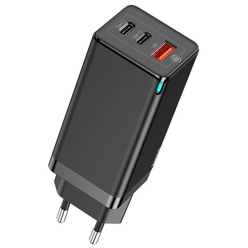 фото Блок питания сетевой baseus home charger gan2 pro quick charger 2c+u 65w + cable (tc to tc) чёрный (ccgan2p-b01)