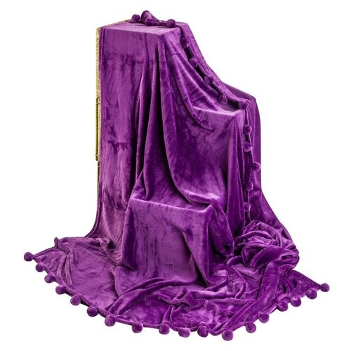 фото Плед el casa с помпонами 150 х 200 см, фиолетовый