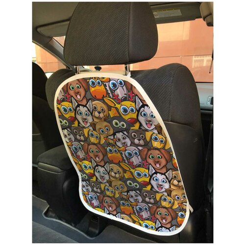 фото Защитная накидка joyarty "собачьи мордашки" на спинку автомобильного сидения