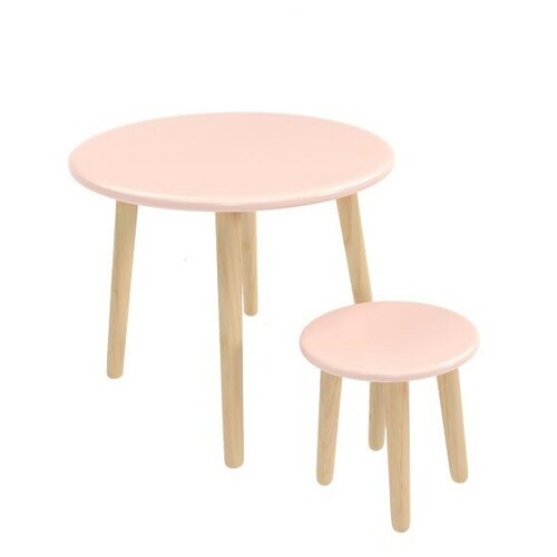 фото Детский комплект стол и табурет круглый розовый bambini letto