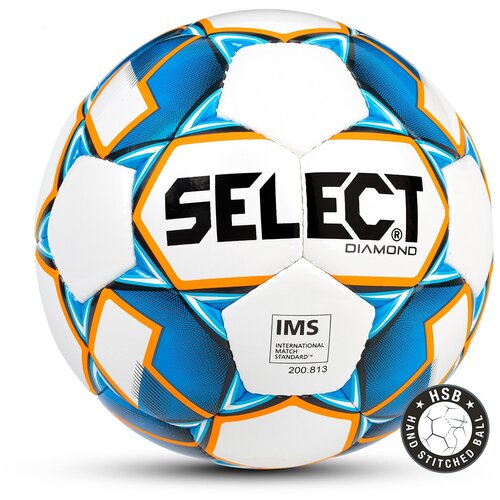 фото Мяч футбольный diamond ims, №3 белый/синий/оранжевый 1/36 select