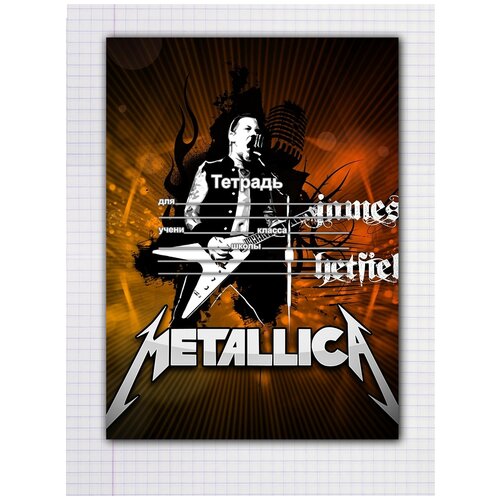 фото Набор тетрадей 5 штук, 12 листов в клетку с рисунком metallica james hetfield c гитарой drabs