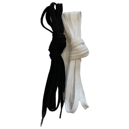 фото Шнурки цветные 100см черный+белый (2 пары) плоские без марки