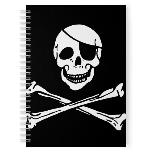 фото Тетрадь 48 листов в клетку пиратский флаг, череп и кости drabs
