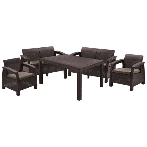 фото Комплект мебели keter corfu fiesta set (2 дивана, 2 кресла, стол), коричневый
