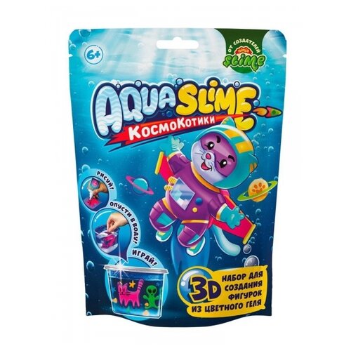 фото Набор для эксперементов aqua slime космокотитки малый для изготовления фигурок из цветного геля