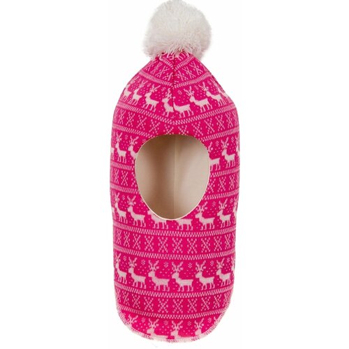 фото Балаклава шлем , демисезон/зима, с помпоном, подкладка, размер 50/52, розовый лапсипапси