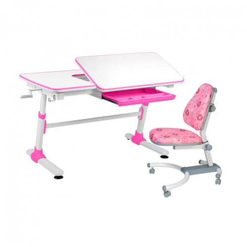 фото Комплект anatomica стол+стул premium-40 (k639) 119x73 см белый/розовый