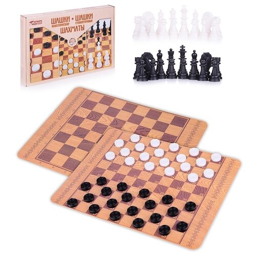 фото Настольная игра десятое королевство "шашки и шахматы" классические, стоклеточные (большие) (3873)