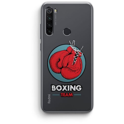 фото Силиконовый чехол xiaomi redmi note 8 / сяоми редми нот 8 "boxing team", прозрачный exsport