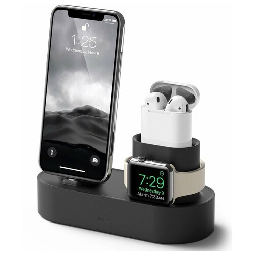 фото Док-станция elago charging hub 3 в 1 для airpods/iphone/apple watch, цвет черный