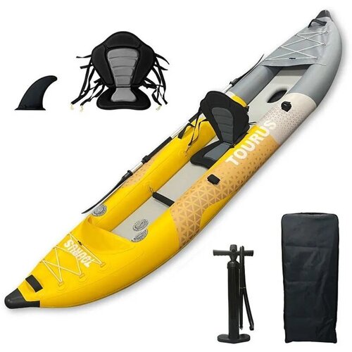 фото Надувной одноместный каяк байдарка tourus kayak-1 (328x85 cm) с рюкзаком, веслом, насосом, сиденьем и ремкомплектом
