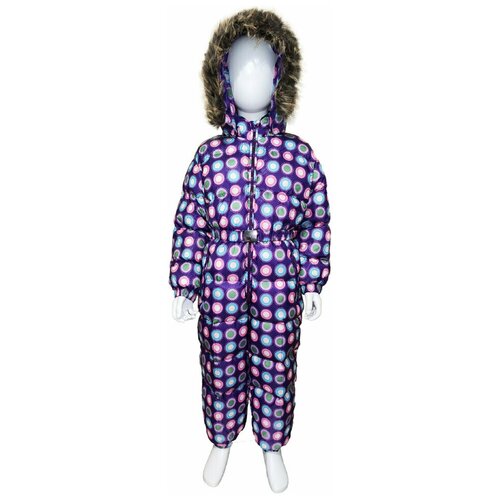 фото Комбинезон времена года, зимний, подкладка, для девочек, размер 80, фиолетовый