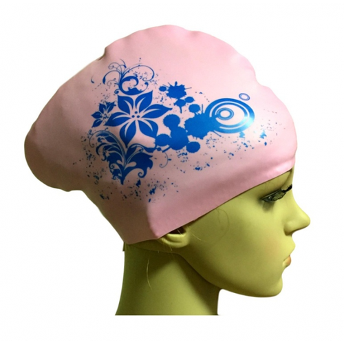 фото Шапочка для плавания взрослая женская для длинных волос для бассейна для плавания розовая bona farbo