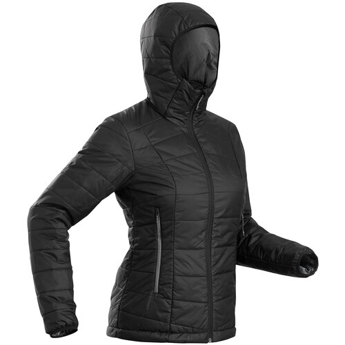 фото Куртка для треккинга в горах с капюшоном женский trek 100 черная, размер: s, цвет: черный forclaz х декатлон decathlon