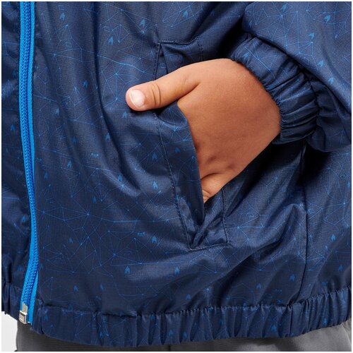 фото Куртка водонепроницаемая для походов для детей 2–6 лет синяя mh500 kid, размер: 113-122cm 5-6л, цвет: синий quechua х декатлон decathlon