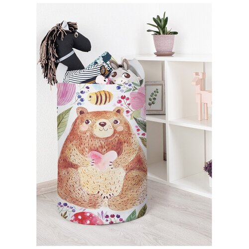 фото Корзина для игрушек "добрый медведь в цветах" 40x60 см, toba-14555-l joyarty