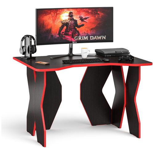 фото Игровой компьютерный стол краб-6 цвет венге/кромка красная бит и байт