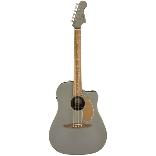 фото Fender redondo plyr slate satin wn электроакустическая гитара, цвет серый, верхняя дека - массив ели, нижняя дека и обечайки - махагони, гриф - махагони, 20 ладов, электроника fishman® pickup/preamp, фурнитура хром