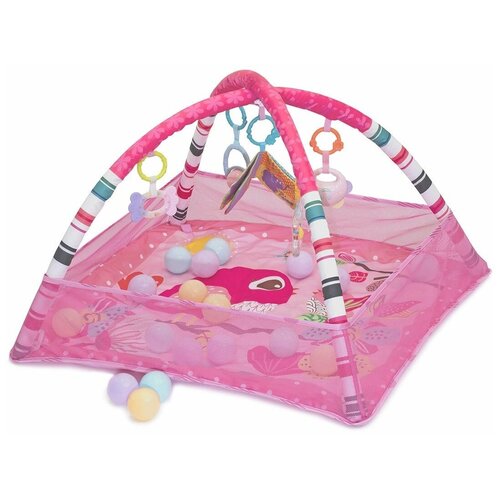 фото Развивающий коврик для новорожденного с игрушками (розовый) китай