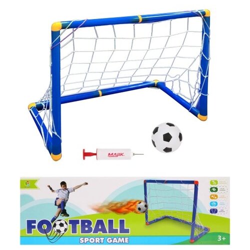 фото Набор футбольный наша игрушка ворота 60*47*32 см, мяч, насос с иглой, коробка (9677)