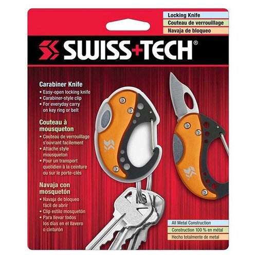 фото Нож складной swiss+tech carabiner knife оранжевый/черный