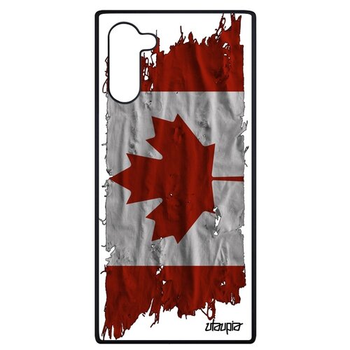 фото Чехол на телефон samsung galaxy note 10, "флаг канады на ткани" страна патриот utaupia
