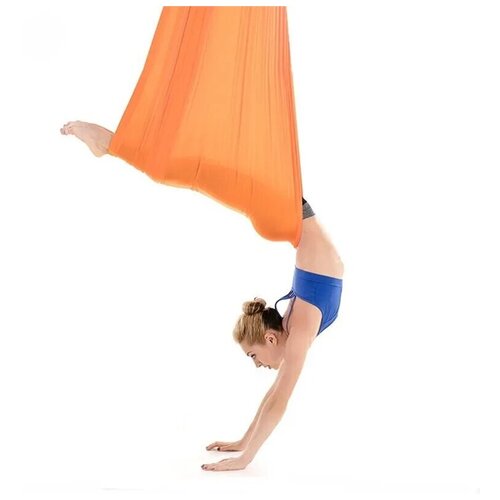 фото Гамак для йоги rekoy нейлоновый с креплением к потолку шириной 3 м, оранжевый