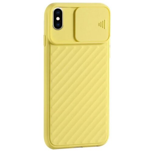 фото Чехол силиконовый для iphone x / xs со шторкой для камеры желтый grand price