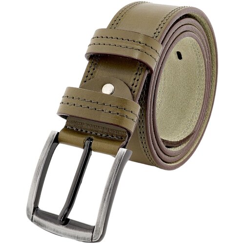 фото Ремень premium belt, натуральная кожа, металл, подарочная упаковка, для мужчин, длина 125 см., хаки
