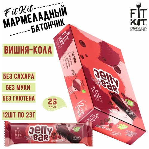 фото Мармеладный батончик fit kit "jelly bar" бecкaлopийный, без сахара 12 шт по по 23 гр / фит кит fitkit