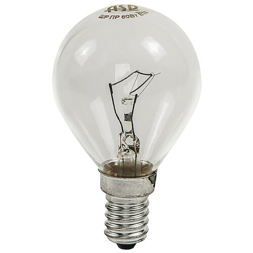 фото Лампа накаливания asd шар, e14, g45, 40вт, 2700 к