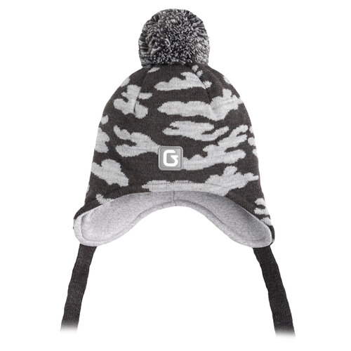 фото Шапка gusti демисезонная, подкладка, помпон, размер 48/50, серый, черный