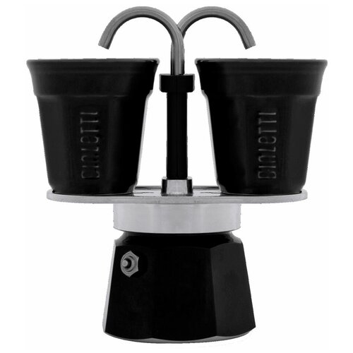 фото Набор гейзерная кофеварка bialetti mini express black с 2 стаканами