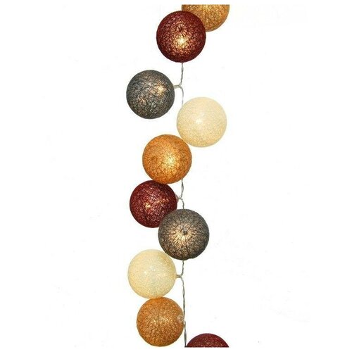 фото Гирлянда kaemingk нить шарики из ниток 90 см, 20 ламп, теплый белый/шоколад
