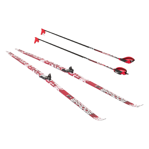 фото Беговые лыжи stc bravos step xt tour с креплениями, с палками, 200, red