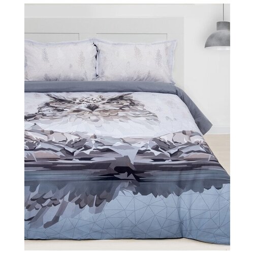 фото Постельное белье 2-спальное этель сова, ранфорс, 2 наволочки 50 х 70 см, серый