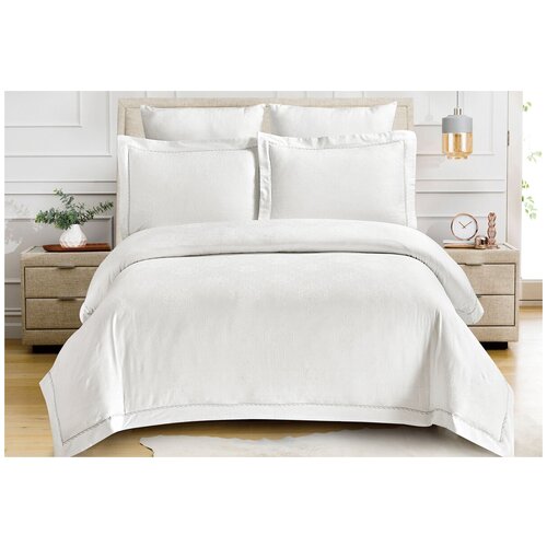 фото Постельное белье семейное cleo soft cotton 025-sc, жаккард, 50 х 70 и 70 х 70 см белый