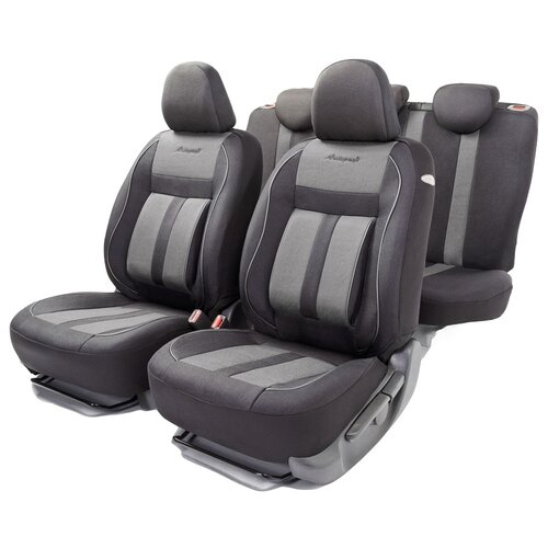 фото Авточехлы универсальные autoprofi cus-1505 bk/gy cushion comfort, эко-хлопок, 5 мм поролон, 3d крой, поясничный упор, 15 пред., чёрный/серый