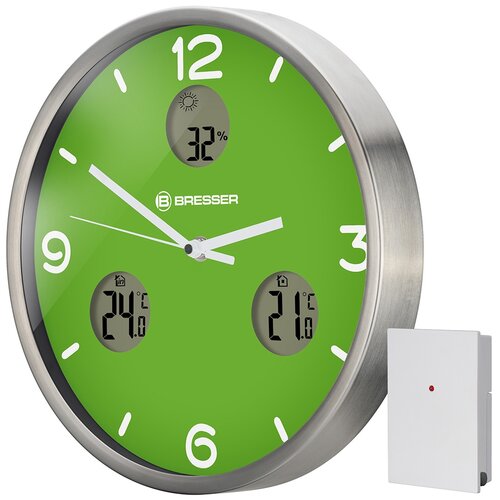 фото Часы настенные bresser mytime io nx thermo/hygro, 30 см, зеленые