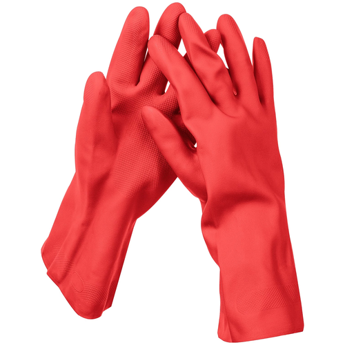 фото Зубр перчатки латексные хозяйственно-бытовые, стойкие к кислотам и щелочам, размер m зубр латекс+