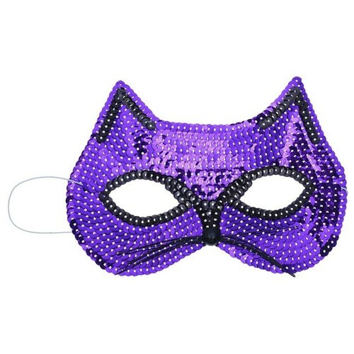 фото Карнавальная маска "кошечка", с пайетками, цвет фиолетовый сима-ленд