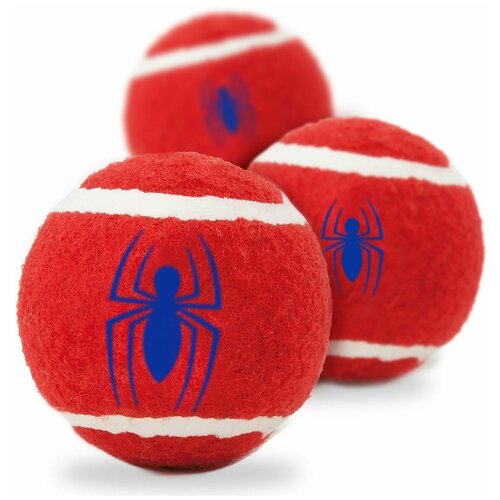 фото Мячик теннисный для животных spider- man / человек- паук красный (3 шт buckle-down