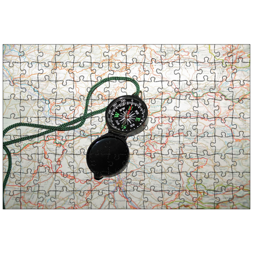 фото Магнитный пазл 27x18см."компас, карта, картография" на холодильник lotsprints