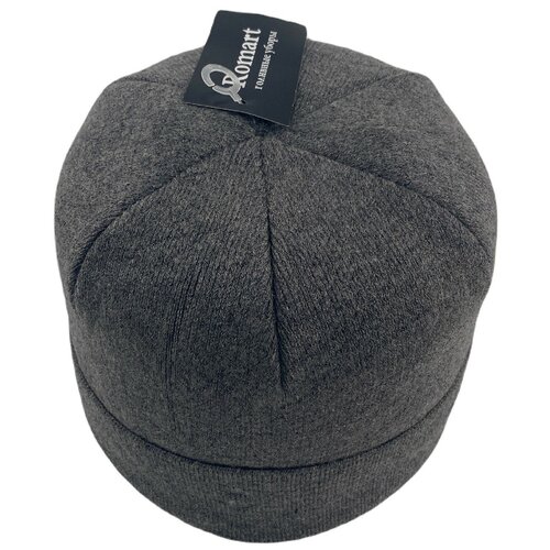 фото Мужская шапка / шапка вязанная мужская / шапка с подкладкой / с отворотом / цвет темно-серый halilk